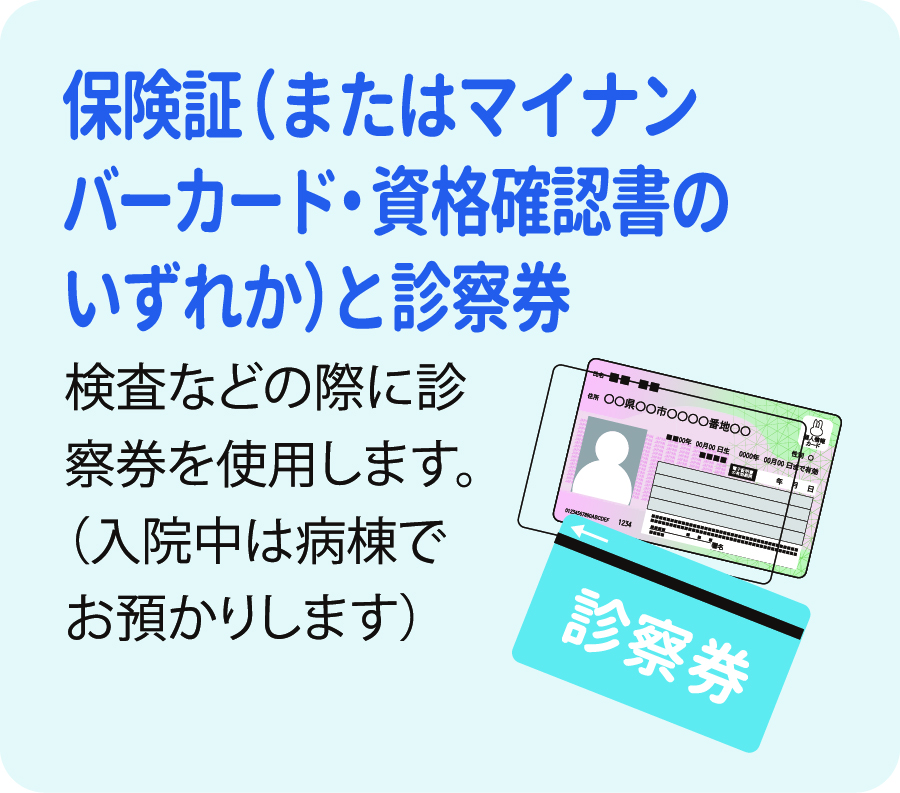 保険証（またはマイナンバーカード・資格確認書のいずれか）と診察券